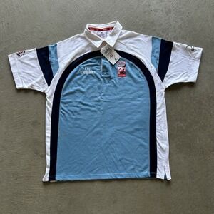 Vintage Dubai Rugby 7s‎ Fly Emirates Polo Shirt Size Large Blue BRAND NEW W TAGS